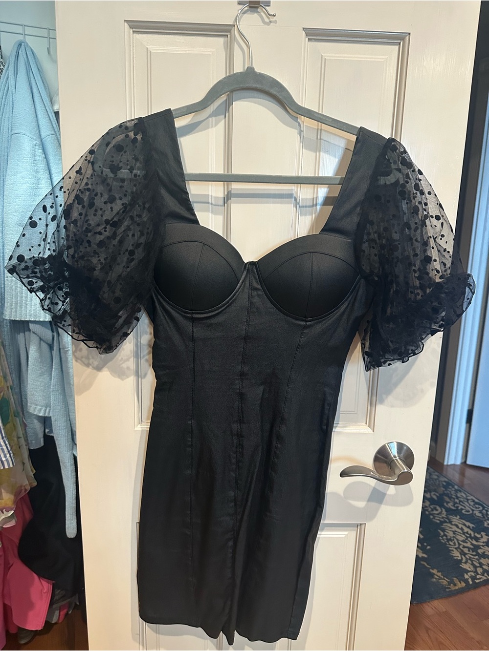Haute Monde Black Fitted Dress with Square Neck